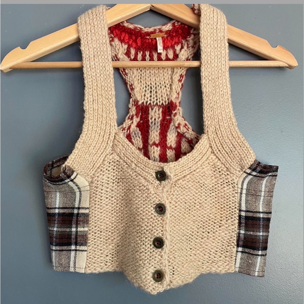 Free People Plaid Sweater Vest